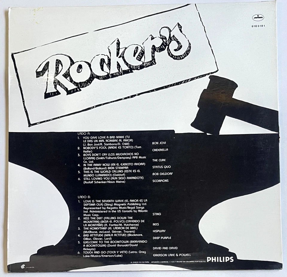 Rocker´s - Bon Jovi / The Cure / Deep Purple / Hipsway / Colombia 1987 - Image 2 of 4