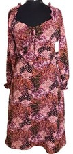 Lily Rose Dark Floral Midi Dress w/Long Puffed Sleeves Junior's Size XL (NWT)