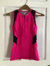 Zoot Sports Pink Black Sleeveless Triathlon Top Zip Front Size L, NWOT