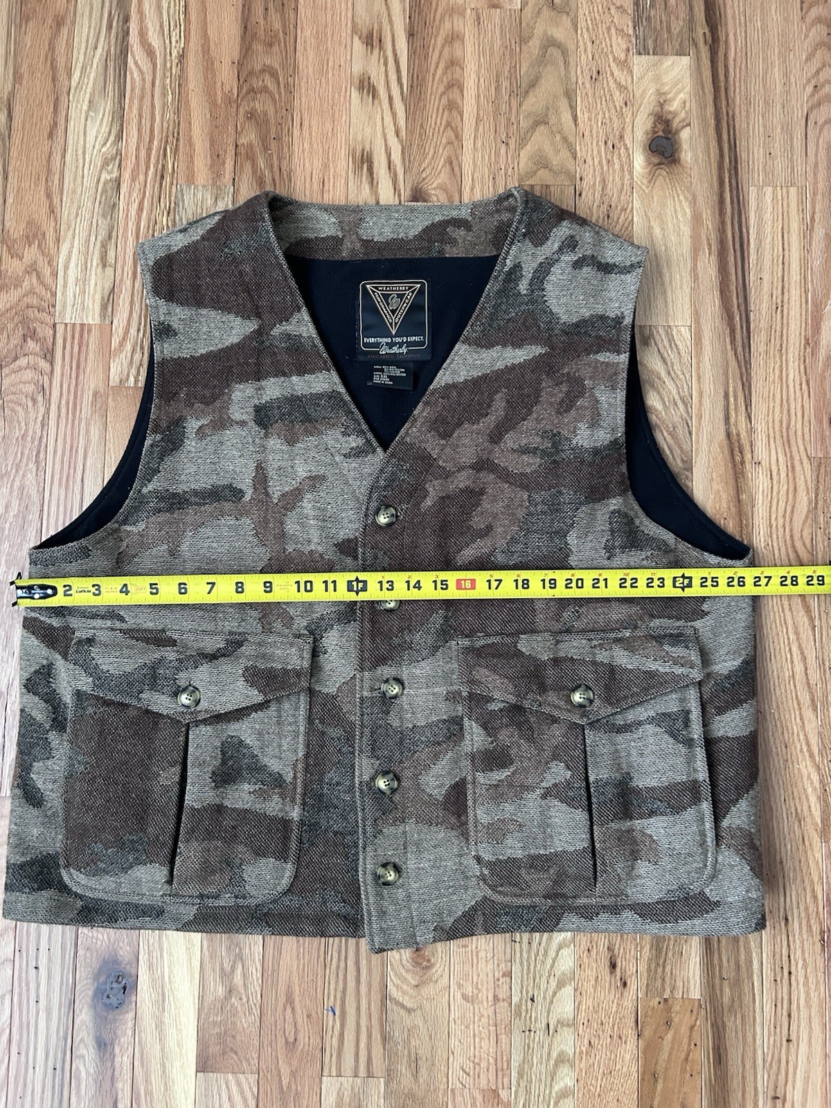 Weatherby Hunting Vest Mens 2XL Wool Blend Camo With Pockets Lined Outdoors