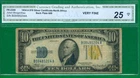 $10 1934-A 1 B/A YELLOW SEAL SILVER CERTIFICATE VERY FINE 25 NORTH AFRICA.