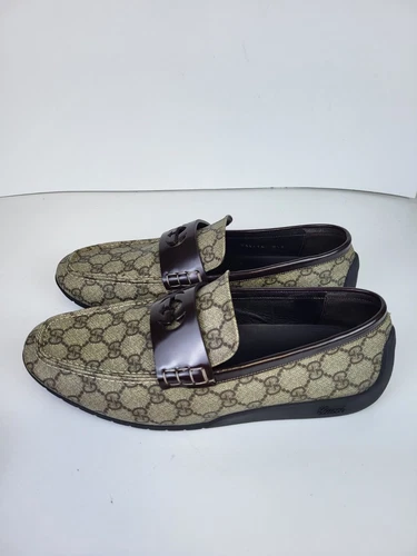 Mocassins Gucci Supreme en cuir monogramme toile taille 8,5
