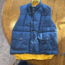 Paul Petzoldt Wilderness Equipment Blue Yellow Vtg Vest Lander, Wyo 1970  s