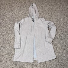 Gray Longline Hooded Cardigan Open Front Casual Women s M