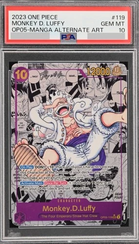 MONKEY D LUFFY MANGA OP05-119 SEC ALT ART PSA 10 ENG ORIPA MYSTERY CHASER PACK