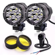 Motorcycle Spotlights with Yellow Lens, 2PCS Motorbike LED Driving Lights Fog...