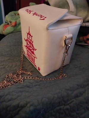 Chinese Take Out Thank You Crossbody Shoulder Bag White Purse Kitschy