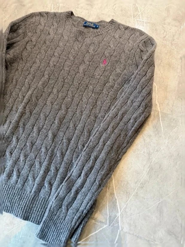 Pull Torsadé Ralph Lauren, Col Rond, Maille Cable Knit, Laine Cachemire #TRL2 - Photo 4/4