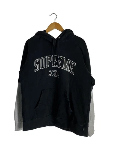 Felpa Supreme con cappuccio L cotone nero usata