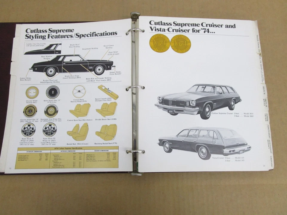 Oldsmobile 1974 álbum de concesionario información del producto Cutlass Toronado 98 Delta 88 datos Foto 4 de 4