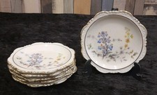 Wunsiedel Bavaria, 6 kleine Tellerchen, Blumen Dekor, Goldrand