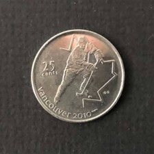 CANADA 2007 25 cents coin Ice Hockey 2010 Vancouver Olympics Circulated QUARTER
