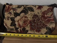 Small Vintage Floral Tapestry Shoulder Bag Feminine Ruffle Handbag Purse