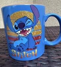 Disney Stitch Mug 20 oz Blue Glitter Coffee Cup Collector LILO Stitch