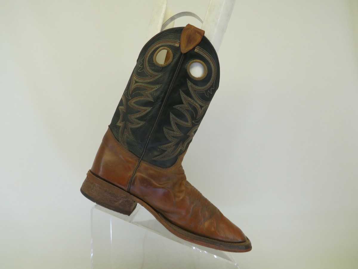 Justin Bent Rail Black Brown Leather Buckaroo Cowboy Western  display picture 2