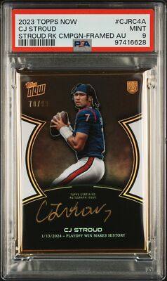 2023 TOPPS NOW CJ STROUD ROOKIE CAMPAIGN FRAMED AUTO CJ STROUD 70/99 PSA 9
