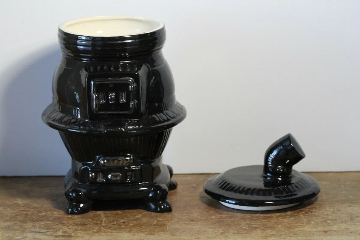 Vintage Pot Belly Stove Black Ceramic Cookie Jar | eBay