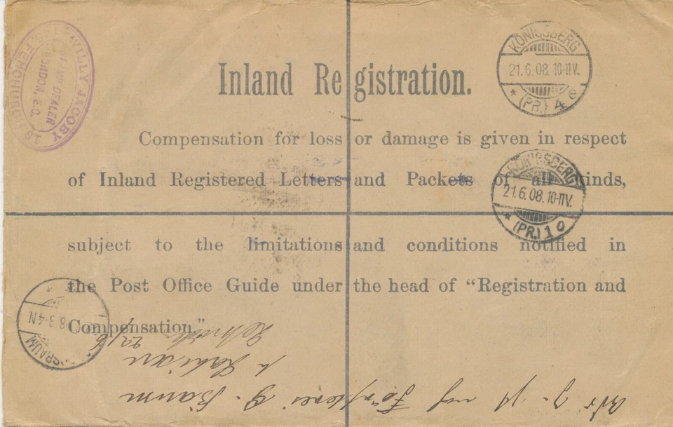 GB 1908 EVII 3D почтовые канцелярские товары зарегистрированный ENV дефицитный размер H улучшенный QV 4d, - Изображение 2 из 4