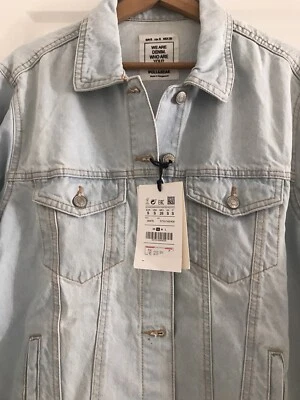 Veste Coupe Droite Oversize Jean Bleu Clair Boutonnage Poches PULL AND BEAR S - Photo 1/4