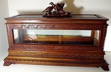 INFANT Child Viewing Casket coffin Victorian FIGURAL top cherry wood and glass