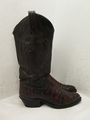 Dan Post Womens Black Cherry Ostrich Quill Leather Cowboy Boots Size 6 M