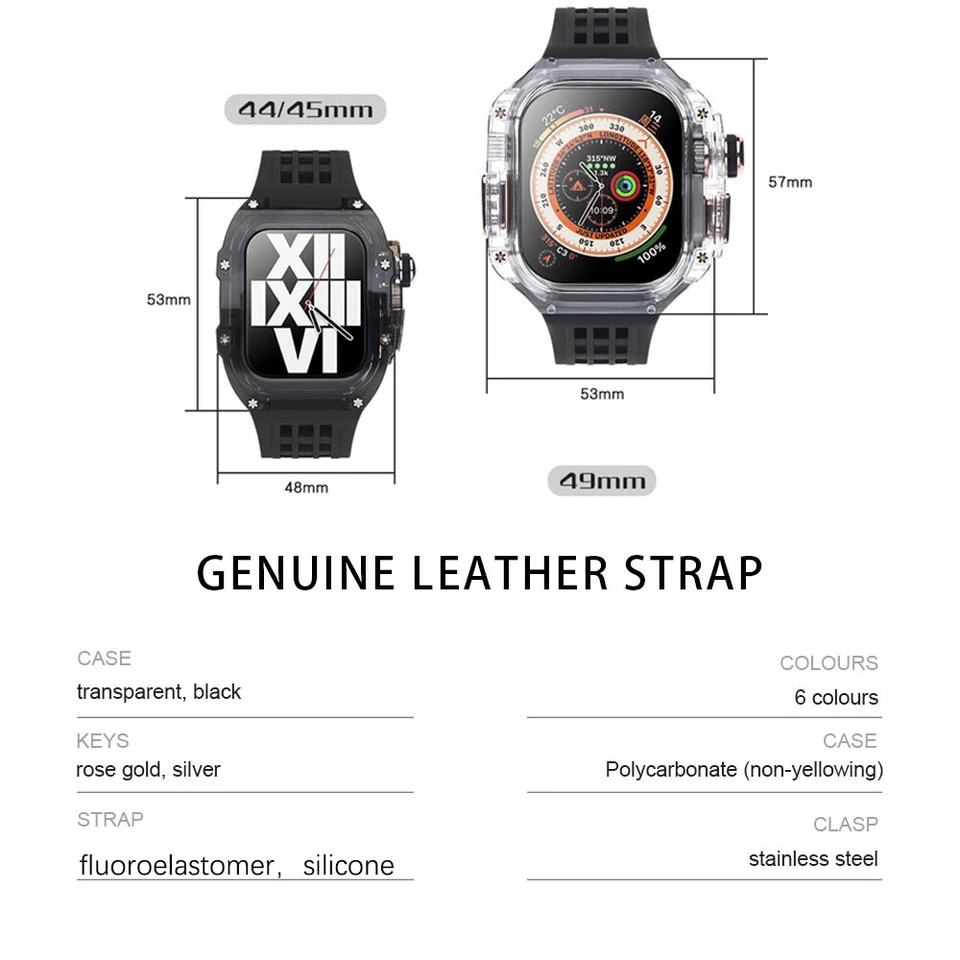 Transparent Case Mod Kit For Apple Watch Band Ultra3 49mm Series9 8 76SE 44/45mm - Image 4 of 4