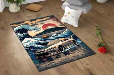 JDM Car Tuners Rug - Japanese Racing Rug, Washable Room Decor, Gift for Him, Boy