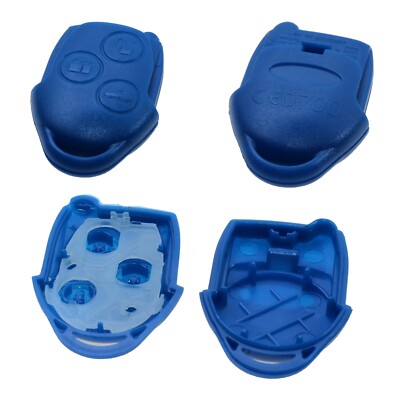Transit MK7 Funkfernbedienung Gehäuse Akku Schlüsselgehäuse + Akku Set Für Ford Transit MK7 Funk-Fernbedienung - Schwarz/Blau, 3 Tasten Schlüsselanhänger Ford Fiesta