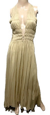 Donna Karan New York Vintage Strappy Long Maxi Gown Gold Dress Us 0 2 / Xs P