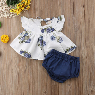 Floral Newborn Baby Girl 2pcs Summer Clothes Tops Dress Shorts Pants Outfits Set