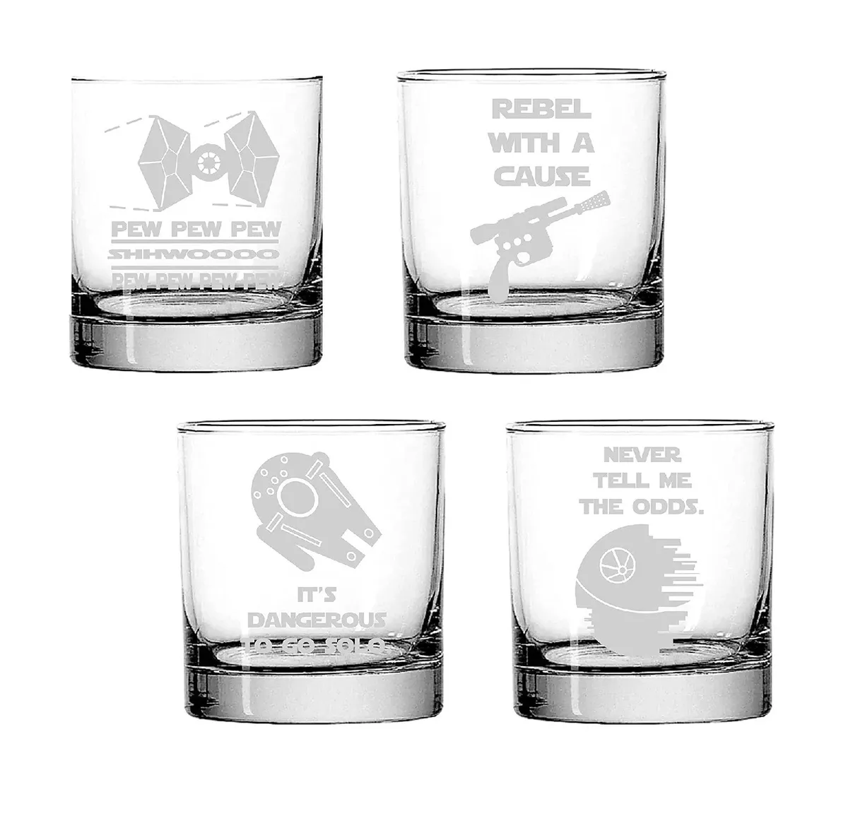 Jedi PINT Glass Set of 4: Rebel Pew pew pew Dangerous to go 