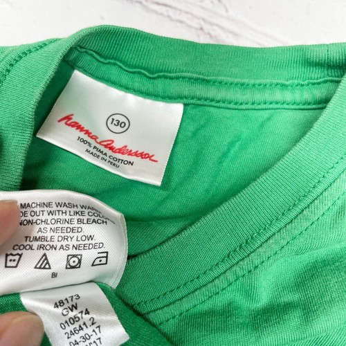 T-shirt manica corta Hanna Andersson bambino 8 verde scamosciato jersey Pima cotone Perù - Foto 4 di 4