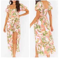 NEW Show Me Your Mumu Danielle Tie Waist Puff Sleeve Retro Blooms Dress Medium M