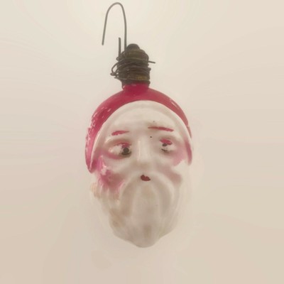 Antique Vintage Figural Christmas Tree Santa Face Light Bulb Milk