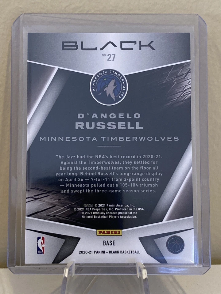 2020-21 PANINI BLACK BASE #/149 D'ANGELO DANGELO RUSSELL TIMBERWOLVES NO. 27 - Image 2 of 2