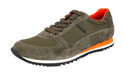 PRADA Wildleder Nylon Sneaker 4E2721 LINEA ROSSA Oliv Mimetico NEU -  9 43