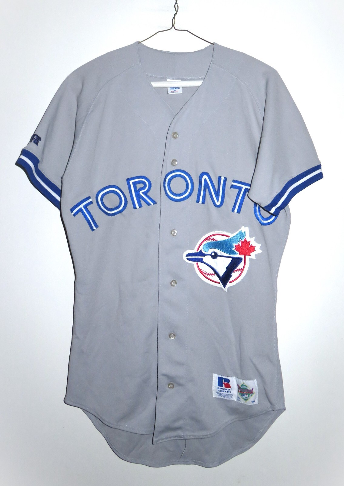 Authentic 1990s Russell Athletic Toronto Blue Jays Road Grey Jersey 36  Small S