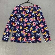 Joules Top Womens 4 Floral Harbour Print Long Sleeve Jersey Navy Blue Flower