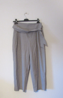 260/9 CLUB MONACO Damen Hose Culotte Gr. 6 (38) grau Bindegürtel Wolle stretch