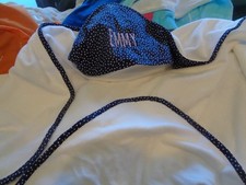 Pottery Barn kids Confetti hooded dot navy baby bath wrap mono Emmy New