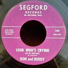 Don And Buddy  LOOK WHO'S CRYING (ROCKABILLY 45) #1443 PLAYS VG++ NO NOISE!