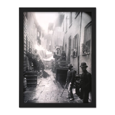 Riis Bandits Roost Mulberry Street New York 1888 Framed Wall Art Print 18X24 In