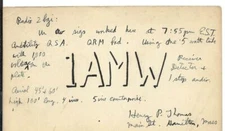 QSL  1923 Hamilton  MA  radio card   