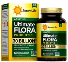 Ultimate Flora Adult 50+ Probiotic - 30 Billion CFUs (60 Vegetable Capsules)