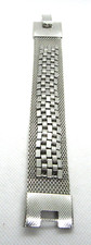 Wide metal silver tone mesh wrap bracelet 7" Un signed
