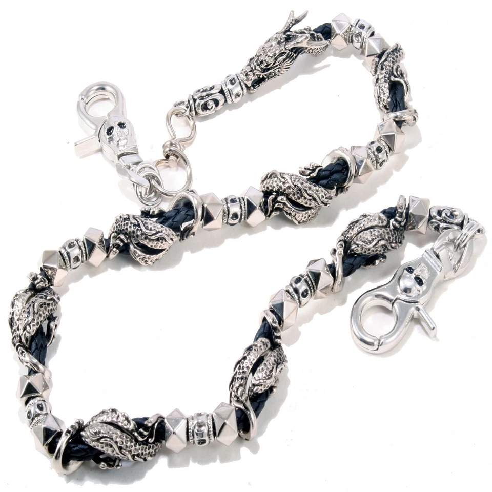 DK Heavy Head Tail Dragon Trucker Biker Key Jean Wallet Chain (27") Silver NCS87 - Image 2 of 4