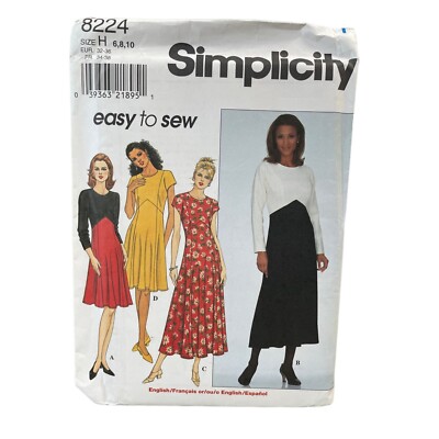 Simplicity Sewing Pattern 8224 Dress Fit Flare Midi Maxi Misses Size 6-10 |  eBay