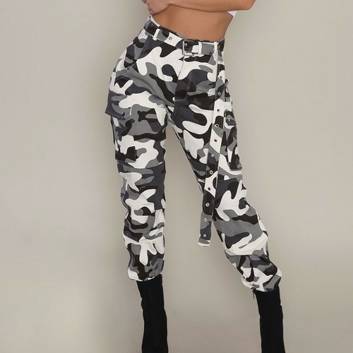 Women Camo Cargo Trousers Casual 