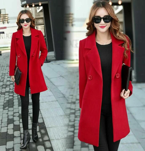 Women's Warm Wool Blend Double Breasted Long Overcoat Trench Coat Outwear Jacket - Bild 2 von 19