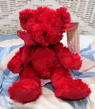 VINTAGE RUSS BERRIE "SCARLET" PLUSH RED BEAR WITH BOW - SUPER SOFT NWT